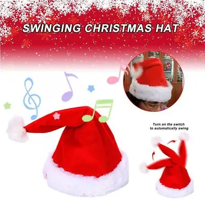 Music Electric Swing Christmas Hat Holiday Moving Santa Claus Cap Party Costume • £10.56