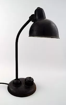 Christian Dell: Industrial Bauhaus Table Lamp In Black Lacquered Metal • $640