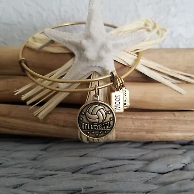 Wind & Fire Antique Gold Volleyball Charm Bangle • $28