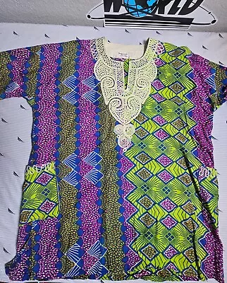 Vintage Genuine Dashiki Shirt African Unisex Hippie Colorful Made In Nigeria • $34.98