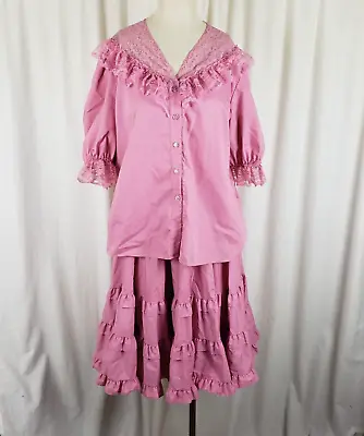 Vintage Square Dance Dress 2 Pc Skirt Blouse Partners Please Malco Modes Sz XL L • $67.19