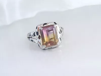 Unique Sterling Silver 925 Bicolor Ametrine Modern Ring Size 7 • $59