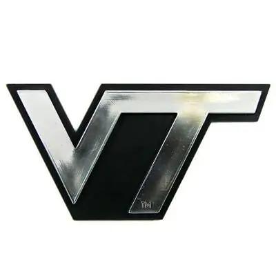 Virginia Tech Hokies Silver Chrome Auto Emblem [NEW] Car Truck Decal Sticker • $6.95