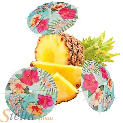 £4.49 • Buy 6 Paradise Cocktail Umbrellas Hawaiian Beach Tropical Lei Party Drinks Accessory