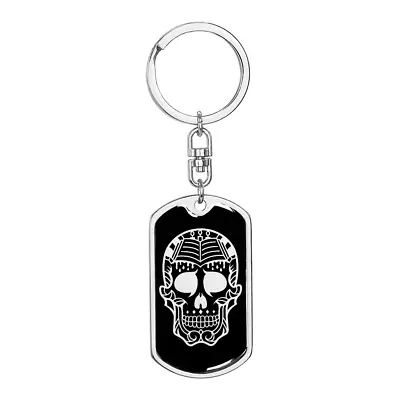 Calavera Mexican Sugar Skull 36 Stainless Steel Or 18k Gold Premium Swivel Dog  • £62.69