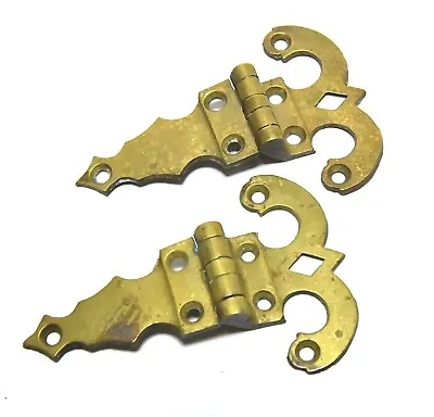 2 Vintage Brass Offest Ice Box Refrigerator Hinges Almost 5 Inches • $39.99