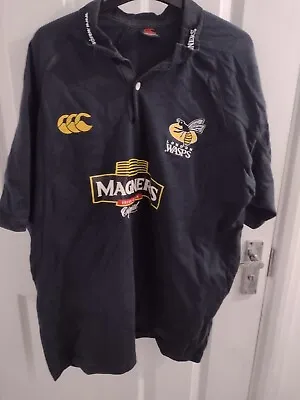 Men London Wasps Rugby Polo Shirt Canterbury Magners - Black - Size L • £25