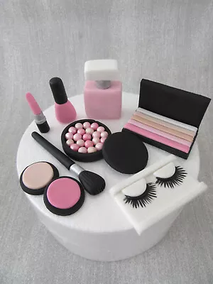 Edible Handmade Make Up & Perfume Bottle Cake Topper Fondant Decoration (Pink) • £23.99