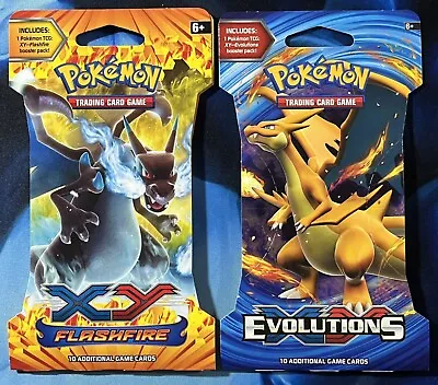 Xy Flashfire Sleeved Booster Pack & Evolutions Sleeved Booster Charizard Pack X2 • $119.95