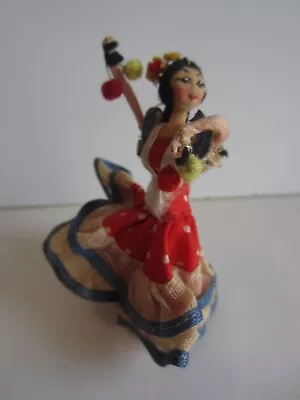 Vintage 3  Spanish Flamenco Dancer Miniature Folk Art Doll • $3.95