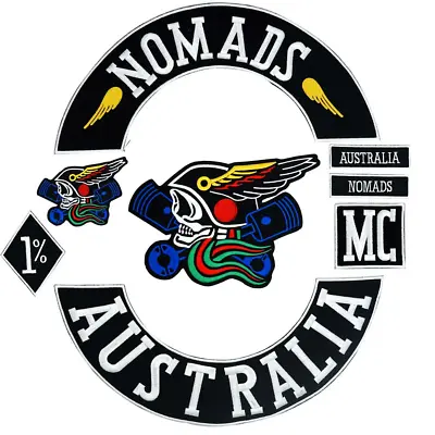 NOMADS AUSTRALIA Embroidered Punk Biker Iron On Patches Clothes Stickers Apparel • $29.95