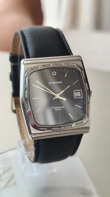 £395 • Buy Very Rare 1970s  ETERNA CHAMBORD Swiss Made Stainless Steel Quartz Wristwatch