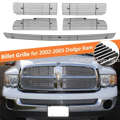 Fits 2002-2005 Dodge Ram Regular Model Chrome Billet Grille Grill Insert Combo • $113.99