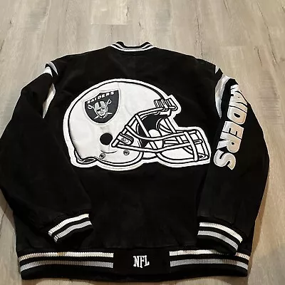 NFL Raiders Vintage Suede Leather Varsity Bomber Jacket Mens 2XL Oakland • $180