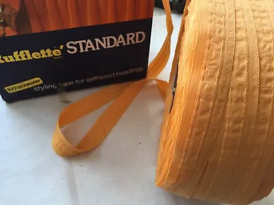 £10 • Buy Roll Of VINTAGE GEUINE 100%polyester RUFFLETTE Curtain Tape 28mm Yellowy Gold