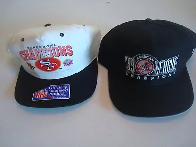 LOT 49ERS YANKEES   SAN FRANCISCO 90s Snapback DEADSTOCK HAT CAP VINTAGE • $28