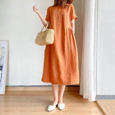 $0.99 • Buy Cotton Loose And Thin Dress Women's Summer 2020 New Large Size Medium Length