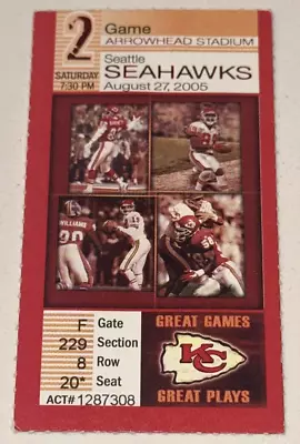 8/27/05 Seawhawks Kansas City Chiefs Arrowhead Stadium NFL Ticket Stub Game #2 • $18.74