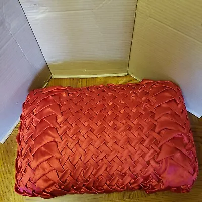 Vintage  Rectangle Pleated Throw Pillow  Satin 19  X 13  • $10