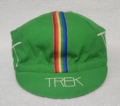 Vintage TREK Rainbow Stripe Green Cycling Cap Hat Made In USA • $41.99