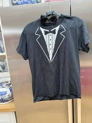 £4 • Buy Tuxedo Tshirt Mens Med Black Formal Suit And Tie Crew Neck