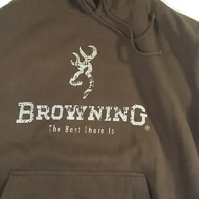 Browning Hoodie Large Graphic Pullover Fleece Kangaroo Pocket Large Brown Fx26 • $17