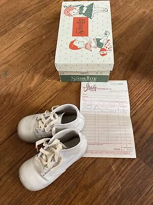 Stride Rite Vintage 1960’s White Baby Shoes Original BOX SIZE 4c • $9