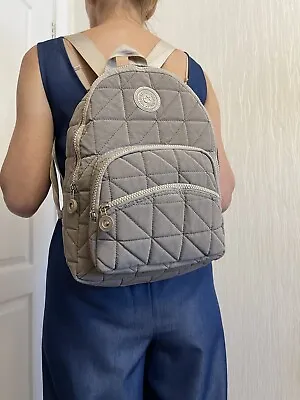 Fashion Quilted Backpack Triangles Pattern Large Zippered Pocket H32cm W26cm D11 • £8