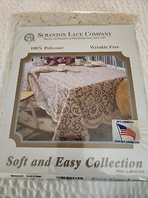 NIP Woven Lace Tablecloth 60” X 108  OVAL Ivory Scranton Lace Co Brooke • $24