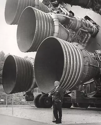 Wernher Von Braun Standing By Engines Of NASA Saturn V Rocket 8.5  X 11  Reprint • $13