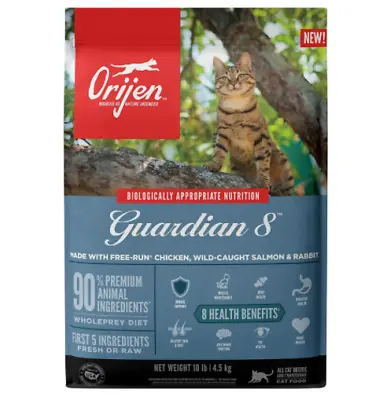 $59.99 • Buy ORIJEN Guardian 8 Recipe, 10lb, Premium High Protein Grain-Free Dry Adult Cat