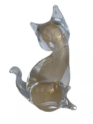 Vintage Murano Sommerso Art Glass Cat Sculpture Gold Dust Kitty Italy 6  X 4” • $150