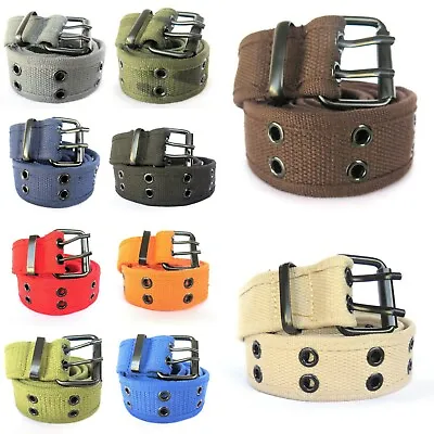 High Quality Men Women Unisex 2 Holes Grommet Stitched Military Web Canvas Belt • $6.79