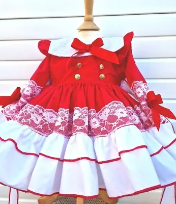 DREAM 0-8 Years BABY GIRL Red Xmas Puffball Layered Romany Spanish Frilly Dress • £44.99