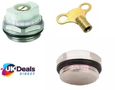 1/2  Manual White Chrome Directional Radiator Air Vent Bleed Valve Or Blank Plug • £4.49