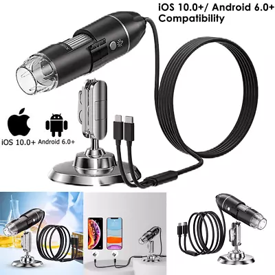 1600X Professional Digital Microscope 8 LED Magnifier Endoscope For IOS Android • $21.84