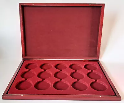 Presentation Wooden Case 15 Silver Gold Capsules Coins 56mm Storage Display Box • £32.95