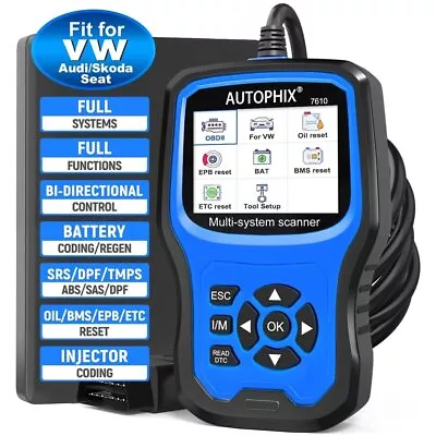 $79 • Buy Autophix 7610 Full Systems Diagnostic Scanner ABS SRS DPF Oil Reset For Audi VW