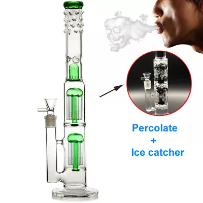 $35.99 • Buy 16'' Heavy Glass Bong Dome Percolate Water Smoking Pipe W/Ice Catcher Hookahs