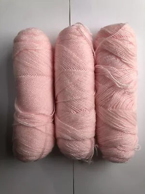 Vintage Acrylic Baby Yarn Pink 2 Oz Skeins Lot Of 3 Sportweight  • $7.47