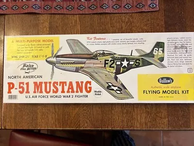 Vintage Guillow’s Balsa Model P-51 MUSTANG  As Is. • $25