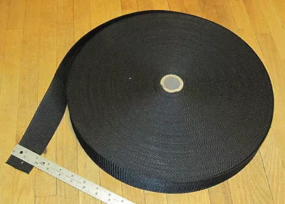 2 Inch NYLON WEBBING Standard Weight  BLACK  ~ Selling By The Yard ~ Made In USA • $1.19
