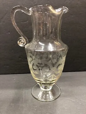 Vintage Antique Elegant Etched Glass Vase   Beverage Serving Pitcher  Cocktails • $39