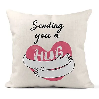 Cushion Pillow Valentine His Her Gift Distant Couple Gift Sending You A Hug • £13.99