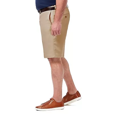 Haggar Men's Big & Tall Cool 18 Pro Classic Flat Front Shorts Tan Size 46 • $19.99