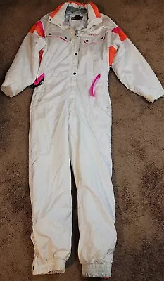 $99.99 • Buy VINTAGE!! Nevica One Piece Ski Snow Suit FS 20 MC Frontline SZ 14 Neon/White