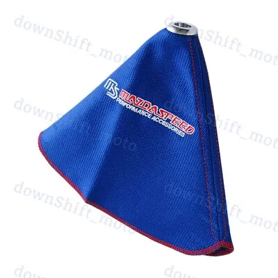 For Mazda Shift Knob Shifter Boot Cover MT/AT W/ Red Stitches Blue Racing Fabric • $9.80