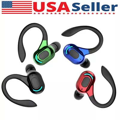 Bluetooth 5.2 Headset Wireless Earbuds Earphones Stereo Headphones Ear Hook USA • $6.79