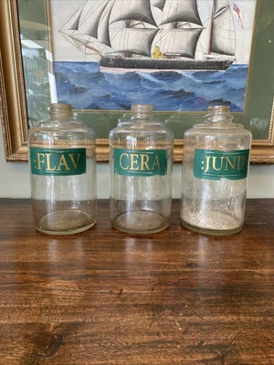 £80 • Buy Set 3 Very Large Antique French Apothecary Pharmacy Jars Bottles