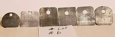 Vtg. (Lot Of 6) Wisconsin Trap Tag's 1946-47 49-50 50-51 51-52 52-53 53-54 • $13.99